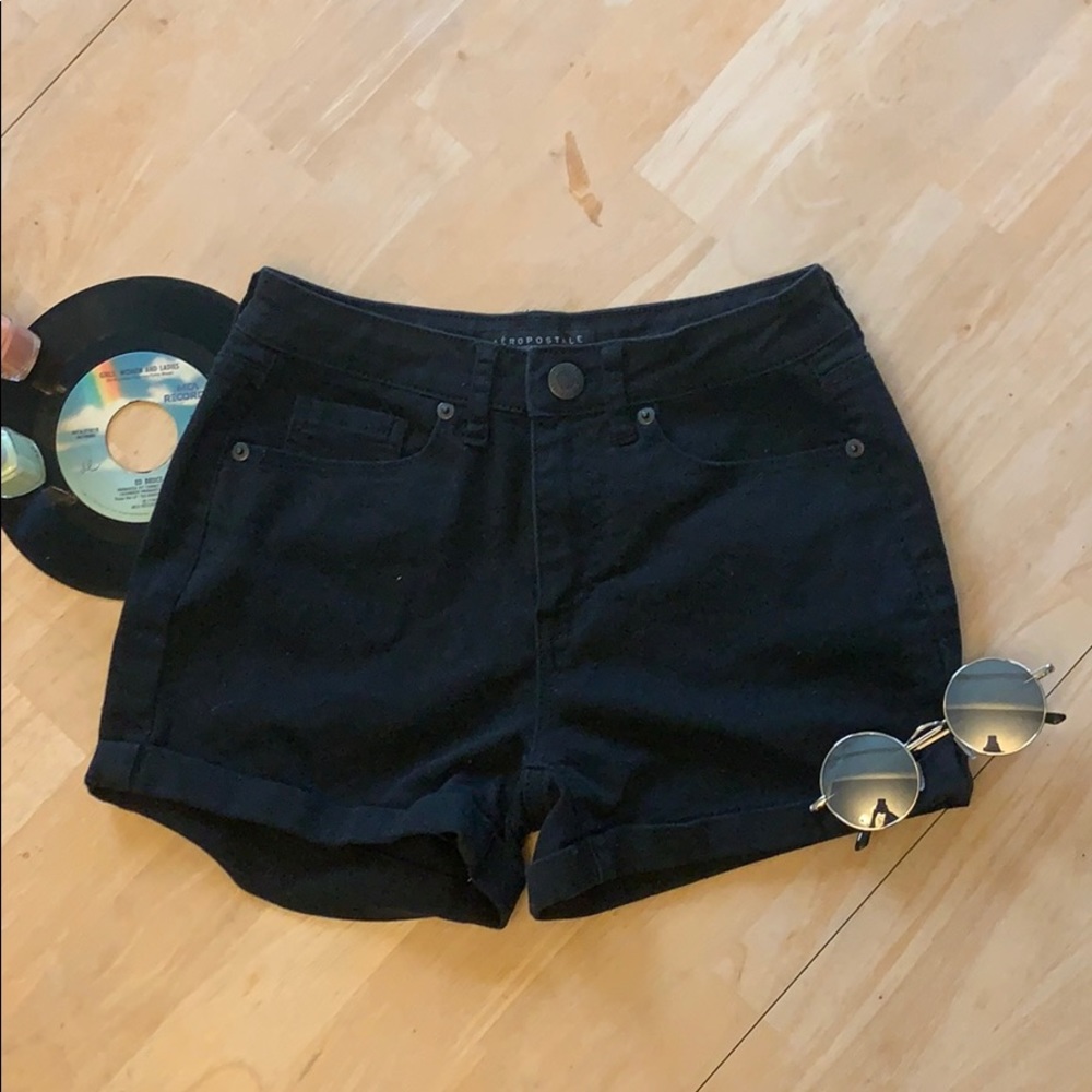 aeropostale black denim shorts